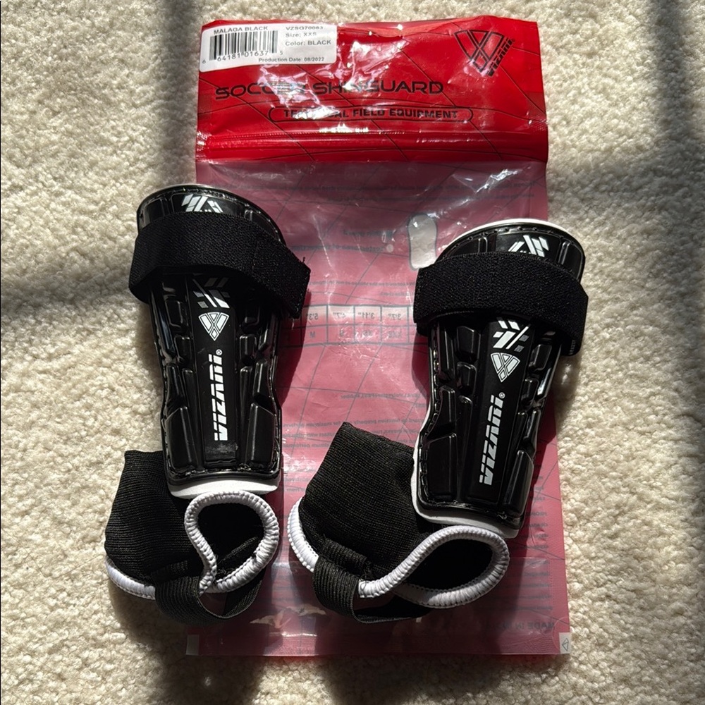 Black and White Soccer Shin Guards